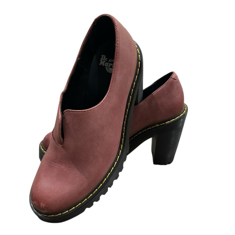 Dr Martens Burgundy Leather Cordelia slip-on-lug Sole heeled ankle Boot size 6 - Picture 2 of 9